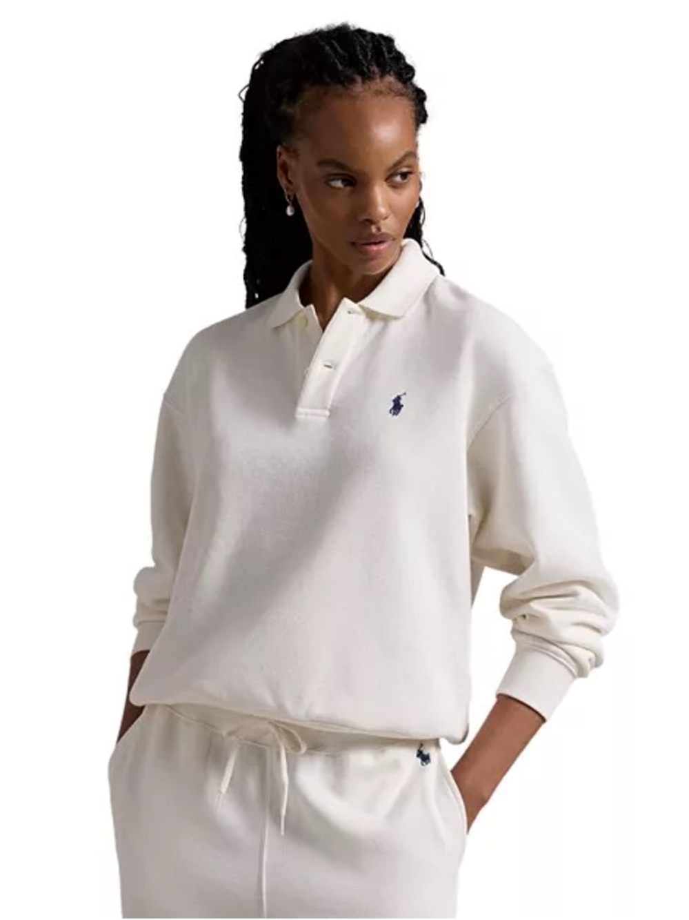 Ralph Lauren Ivory Polo-Style Sweatshirt